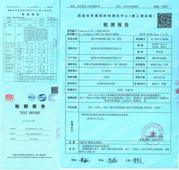 “興紀龍（lóng）管道”燃（rán）氣檢測（cè）報告